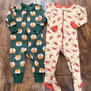 Hanna Andersson Baby Sleepers - Bundle of 2 Size 6 to 12 months - Fox Kangaroo